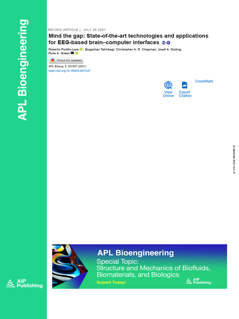 Mind The Gap - State-Of-The-Art Technologies and Applications For EEG ...
