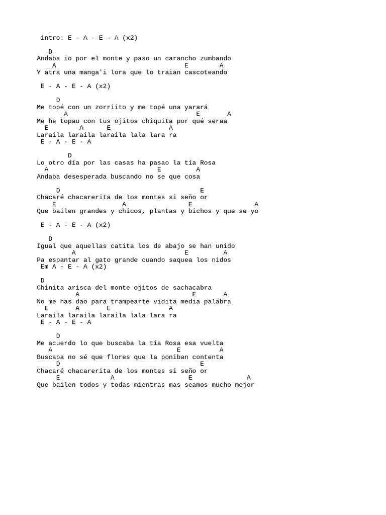 Chacarera de la Tía Rosa: Letra y Acordes | PDF