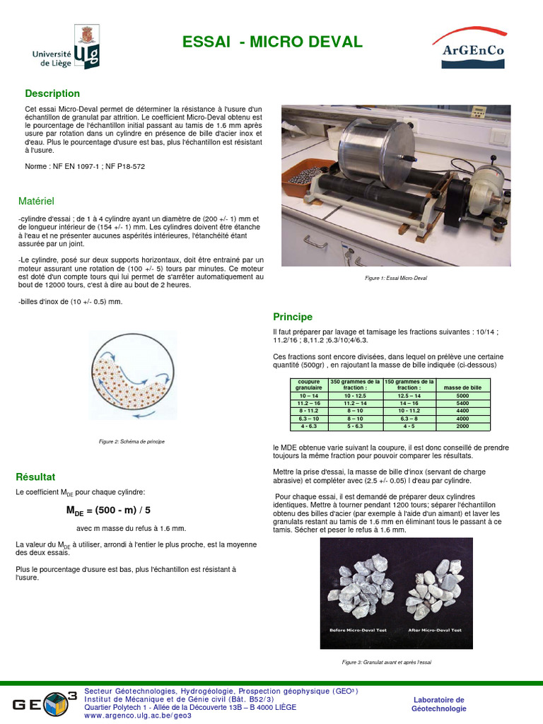 Essai Micro-Deval : Méthodologie et Résultats | PDF | Technologie et ...