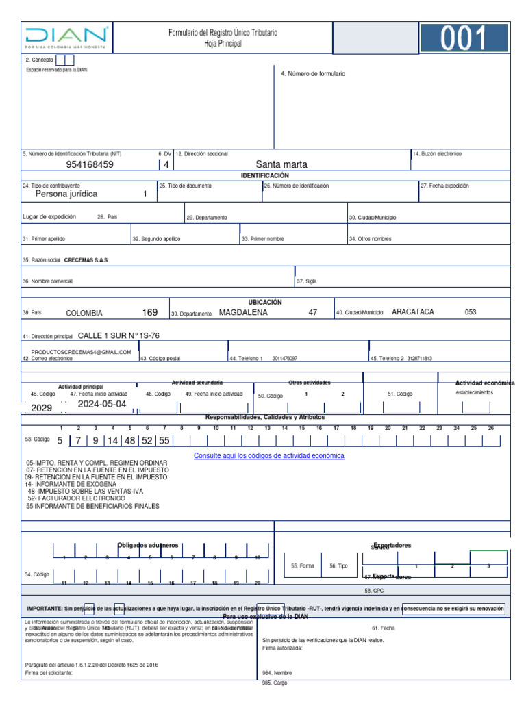 Rut Editable para Envio A La Dian. Yule | Descargar gratis PDF ...