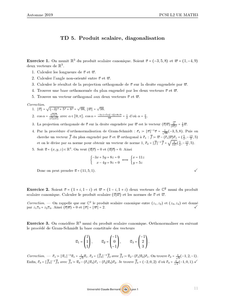 Orthogonalisation de Gram-Schmidt | PDF | Valeur propre, vecteur propre ...
