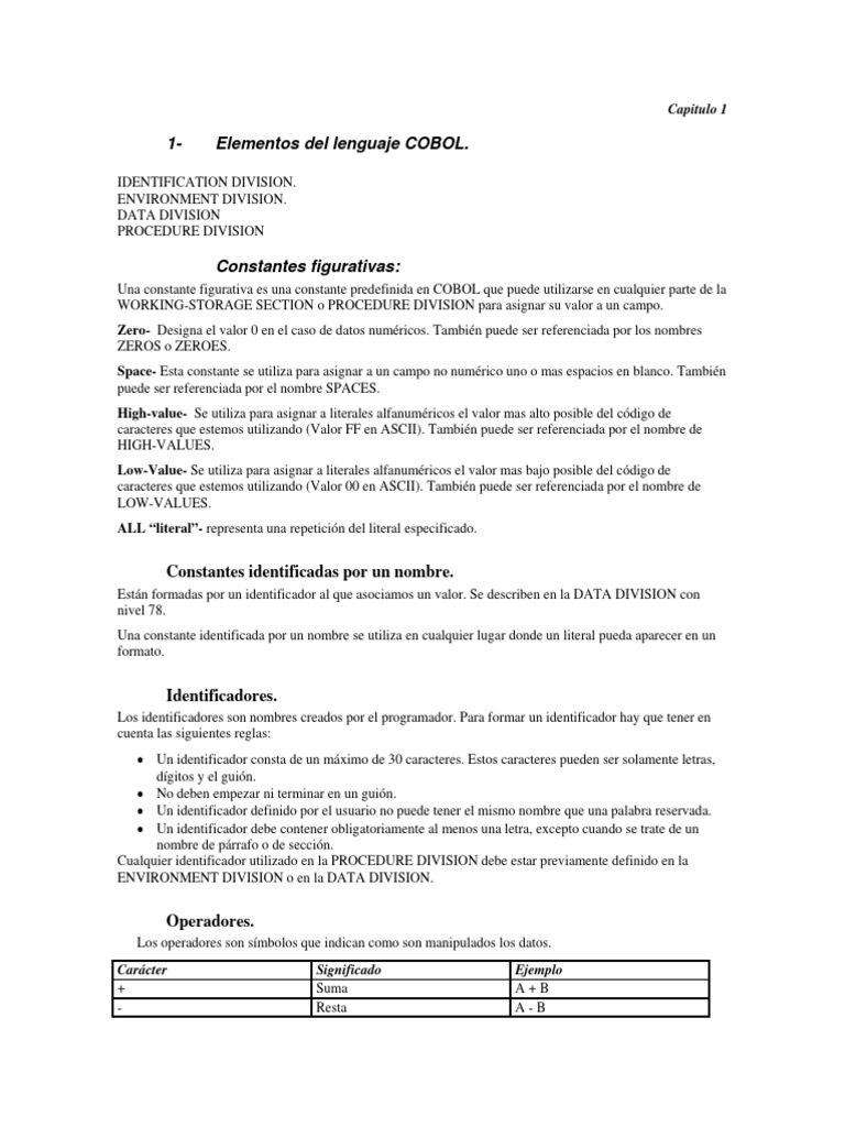 COBOL Manual - Copia | PDF | Ascii | Programación