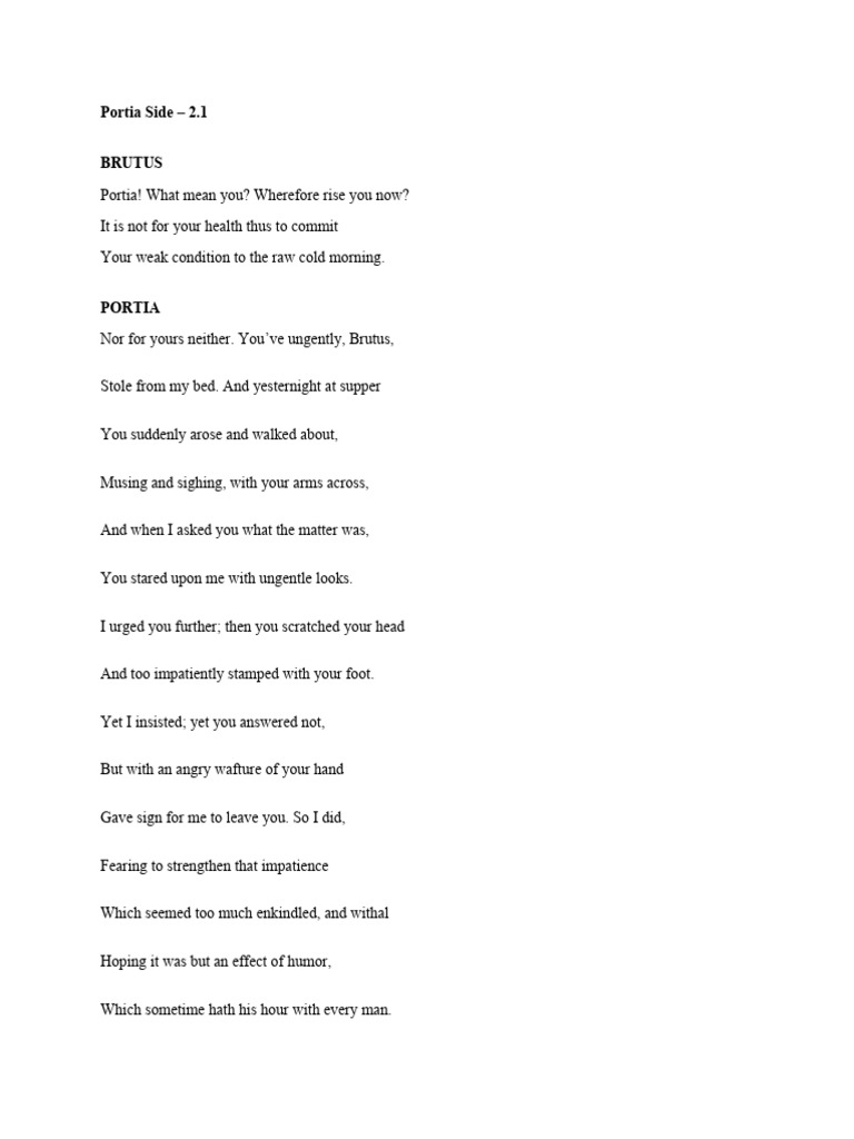Julius Caesar - Portia Act 2 SC 1 | PDF