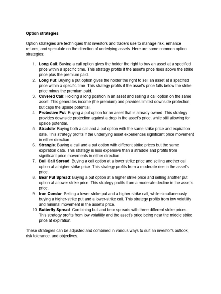 Option strategies pdf option finance put option