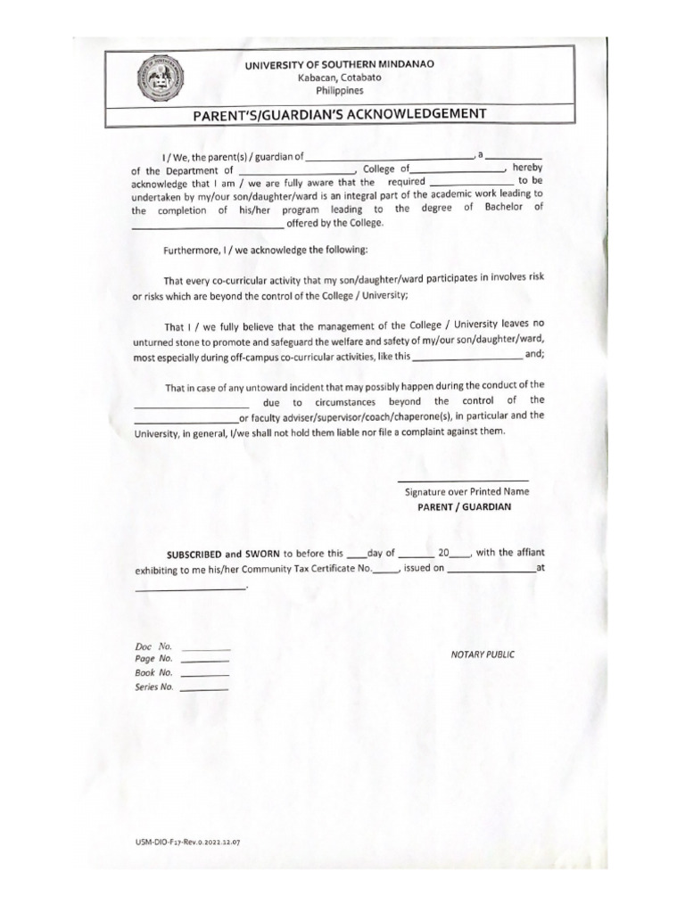 Parents Guardians Acknowledgement (2) | PDF