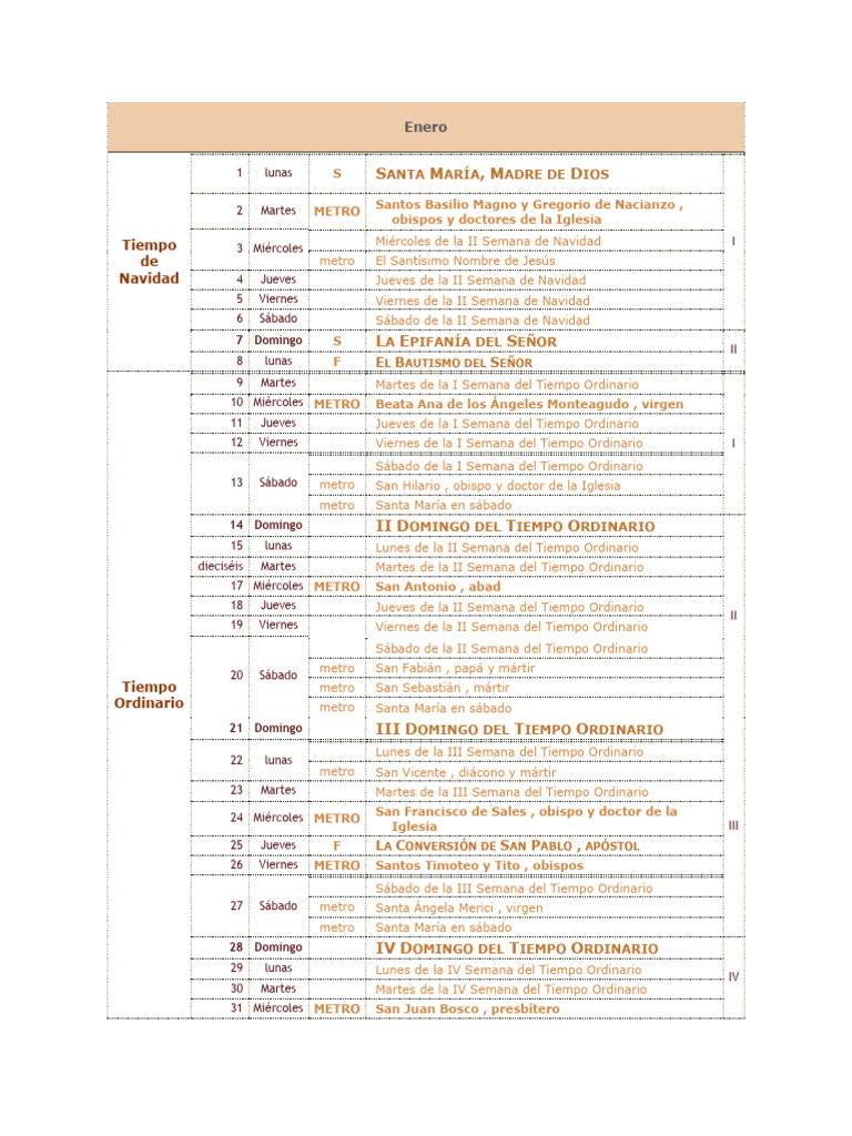 Calendario Litúrgico 2025-2026 | PDF | Prestado | Pascua de Resurrección