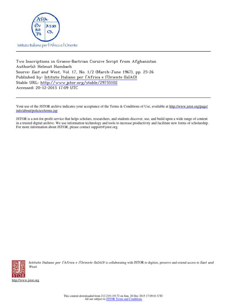 Graeco-Bactrian Inscriptions from Afghanistan | PDF | Writing