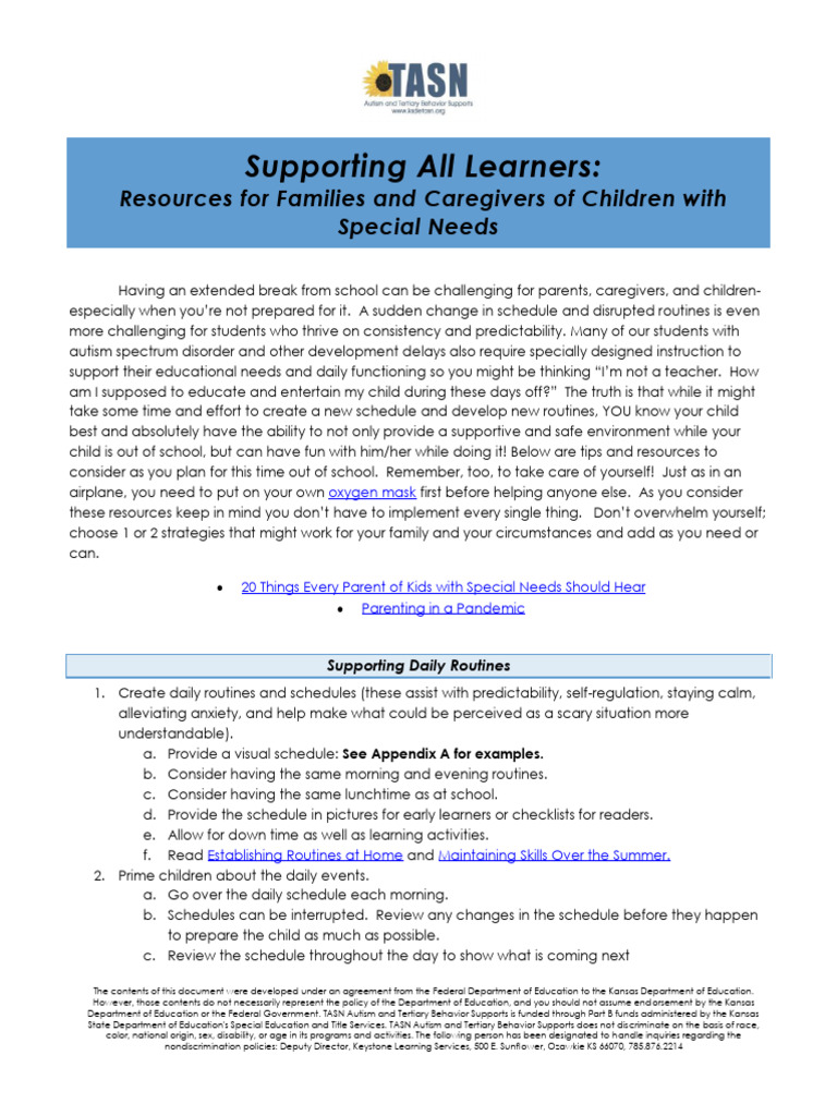 Supporting All Types of Learners 3 2020 | PDF | Special Education ...