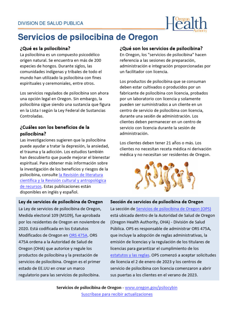 OPS Fact Sheet in Spanish Descargar gratis PDF Psilocibina