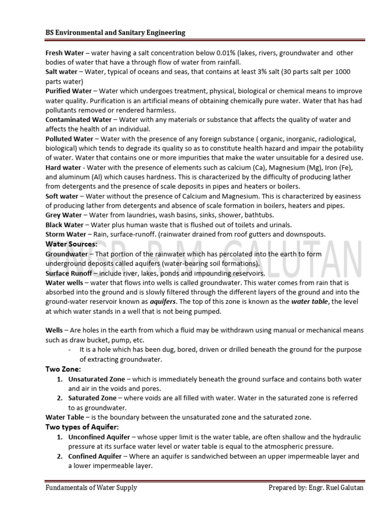 Fundamentals of Water Supply 2 | PDF | Aquifer | Water