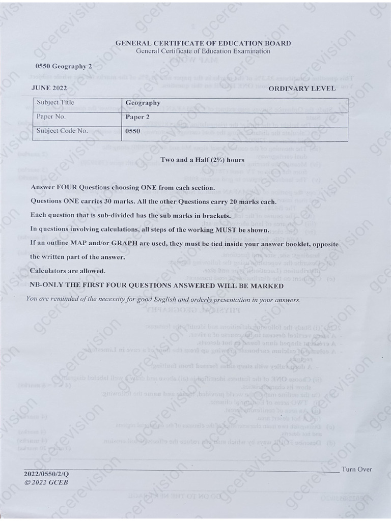 GEOGRAPHY LAB ASSISTANT PAPER 2022 PDF DOWNLOAD visual data 6