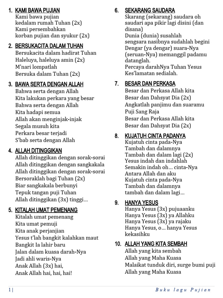 Kumpulan Lirik Lagu Rohani Kristen | PDF