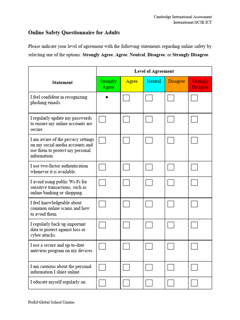 Online Safety Questionnaire for Adults | PDF | Crime Prevention ...