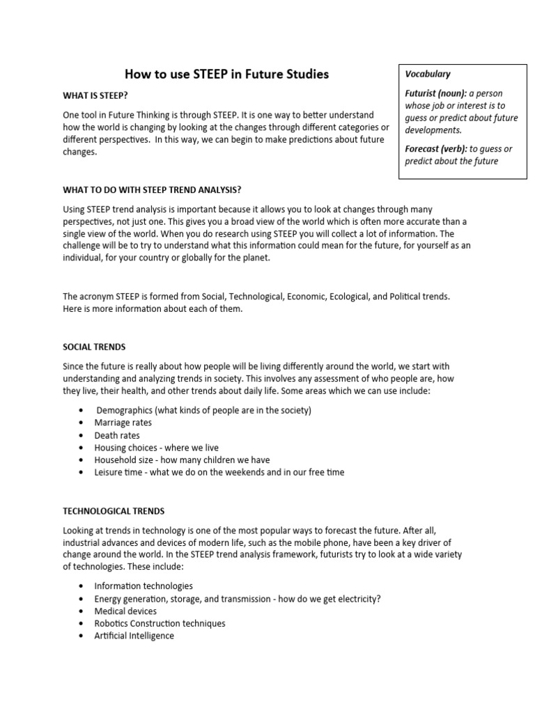 STEEP Guide for Futurists | PDF | Natural Environment | Environmental ...