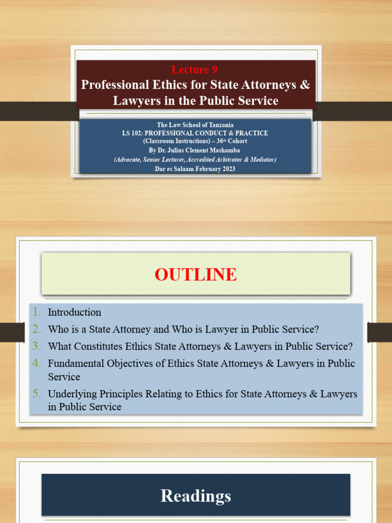 Professional Ethics For State Attorneys and Lawyers in Public Service ...