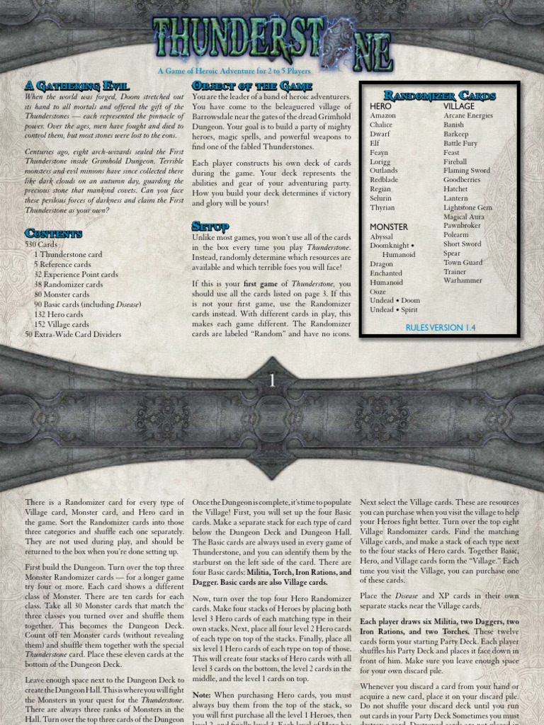 00 Thunderstone Rulebook | PDF