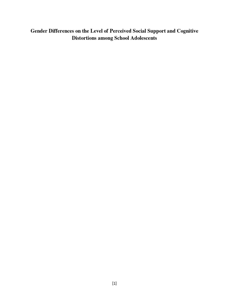 Gender Differences in Social Support and Cognition | PDF | Social ...