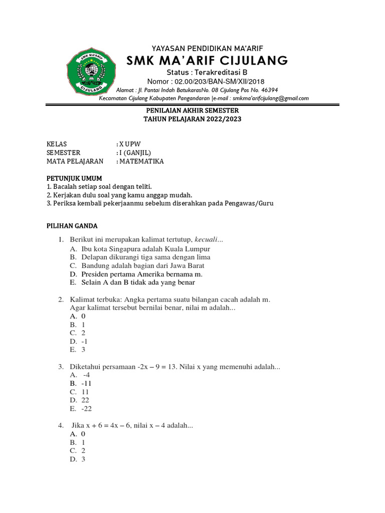 X Matematika Pdf