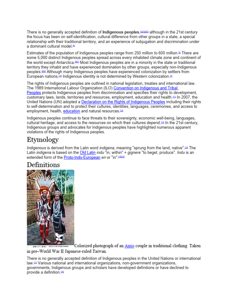 There Is No Generally Accepted Definition of | PDF | Indigenous Peoples ...