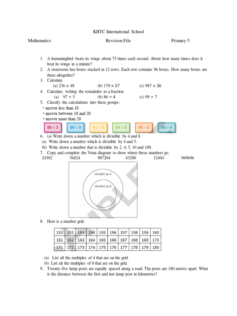 Geometry and Calculations for Primary 5 | PDF | Area | Geometry