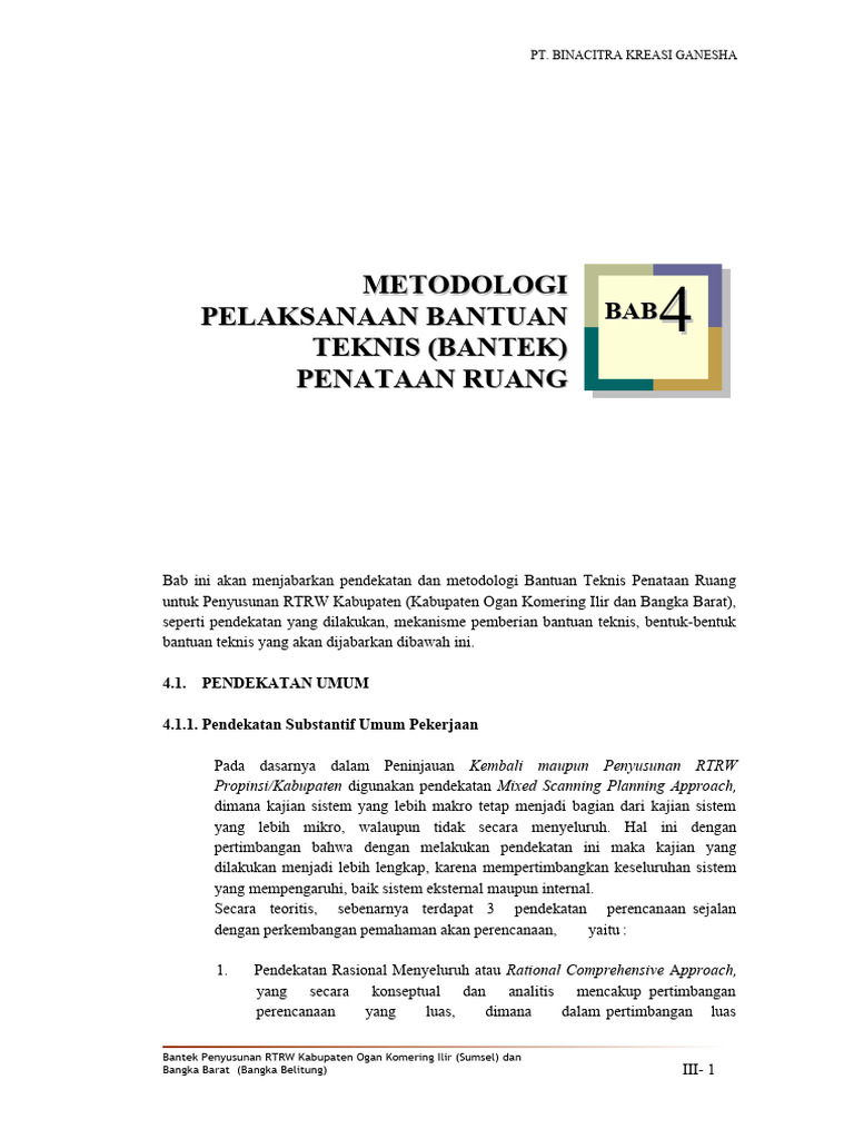 Bab 4 Metodologi Pelaksanaan Bantek Penataan Ruang | PDF
