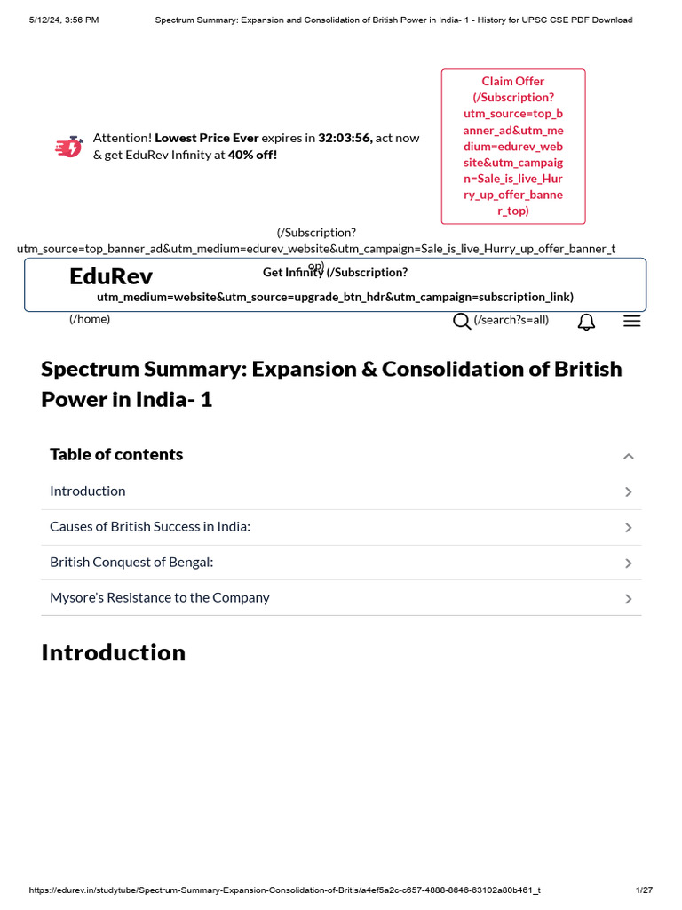 British Power Expansion in India | PDF | Finance & Money Management