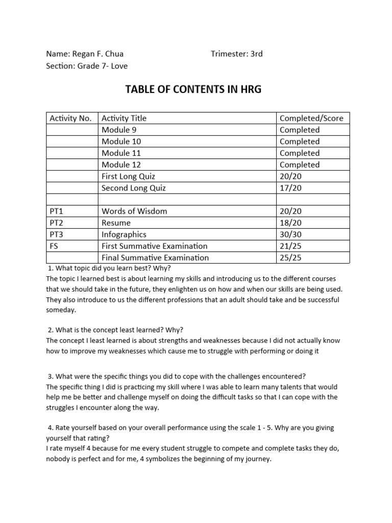 Grade 7 Student Progress Report | PDF