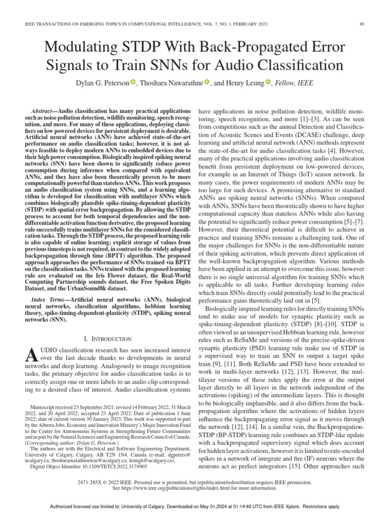 SNN Audio Classification Advances | PDF | Artificial Neural Network ...