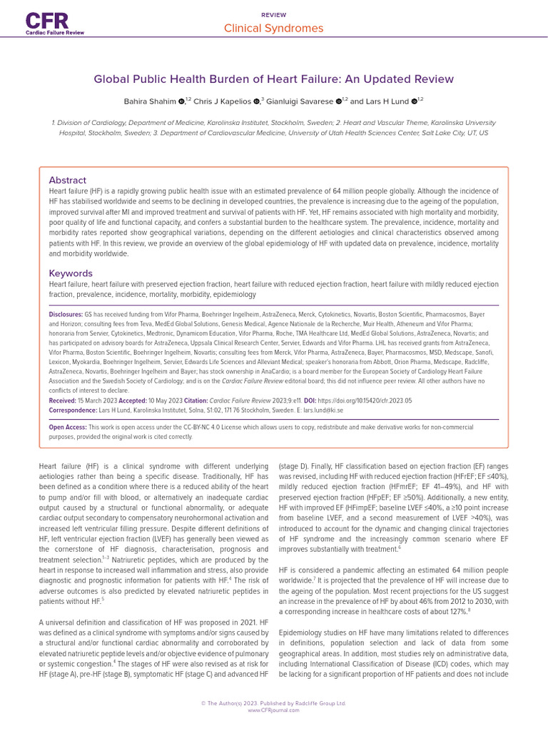 Global Heart Failure Epidemiology Review | PDF | Heart Failure ...