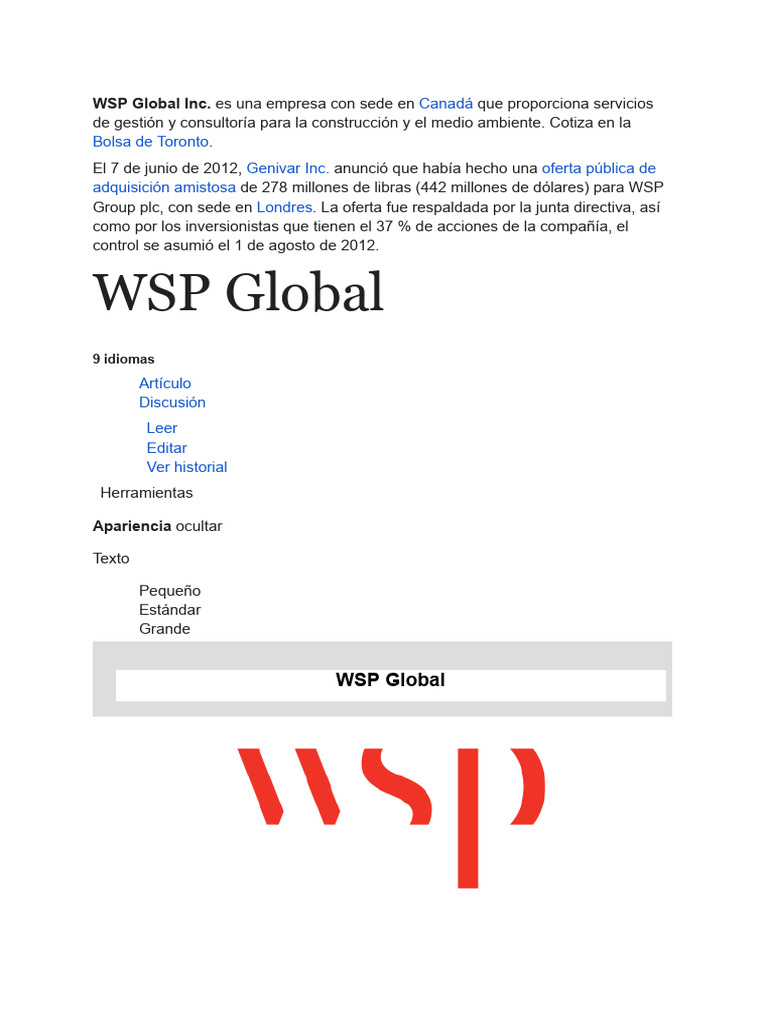 WSP Global: Consultoría y Adquisiciones | PDF | Business | Economias