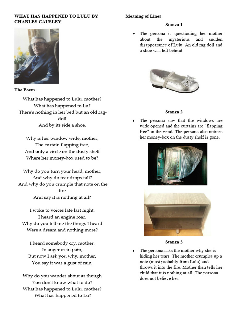 WHAT HAS HAPPENED TO LULU BY CHARLES CAUSLEY | PDF | Grief | Poetry