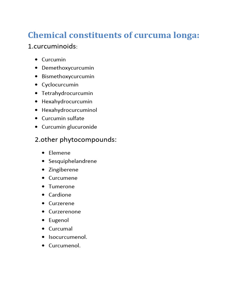 Chemical Constituents of Curcuma Longa | PDF