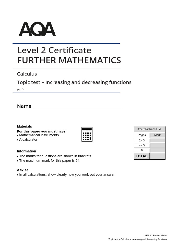 Increasing and Decreasing HW | PDF | Function (Mathematics) | Mathematics