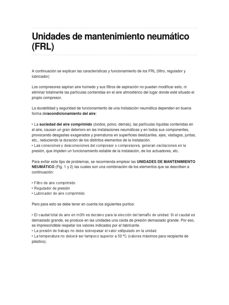 Unidades de Mantenimiento Neumático | PDF | Neumático | Agua