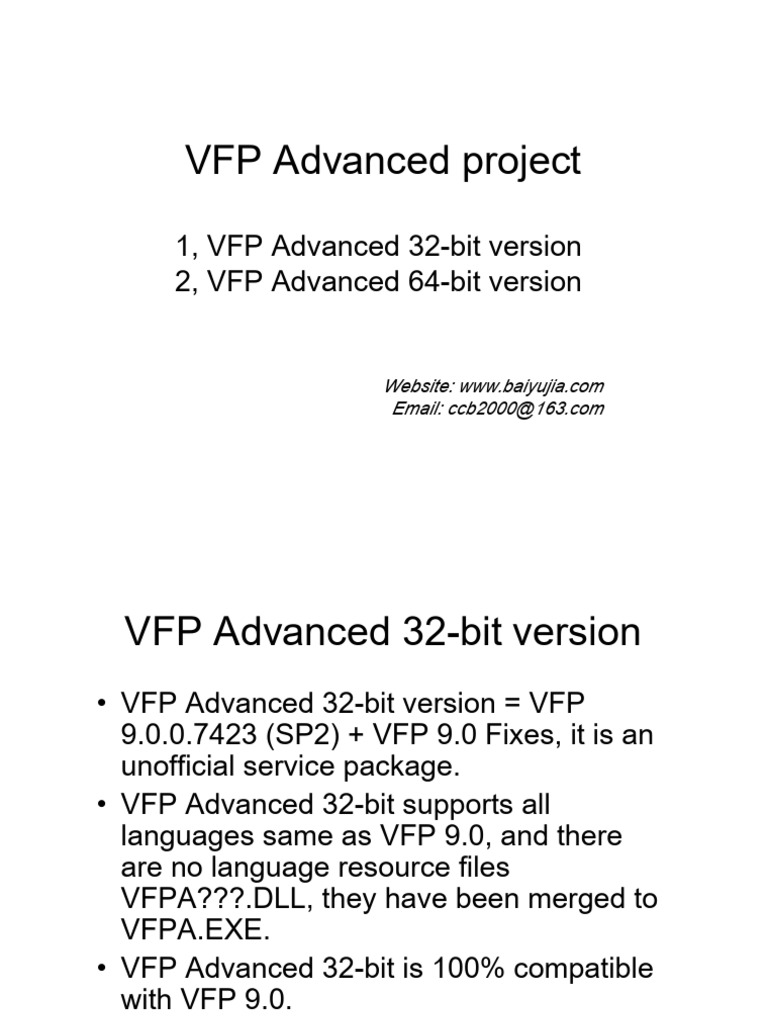 VFP Advanced 32&64-bit Overview | PDF | Component Object Model ...