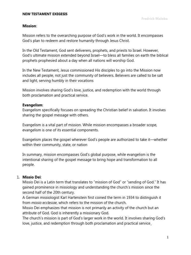 Mission Evangelism Defination And Differrence Pdf Christian