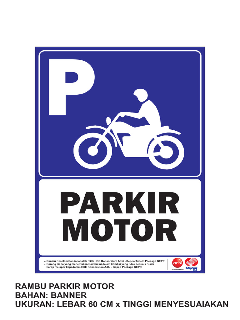 Rambu Parkir Motor HSE Adhi-Kepco | PDF | Teknologi & Rekayasa