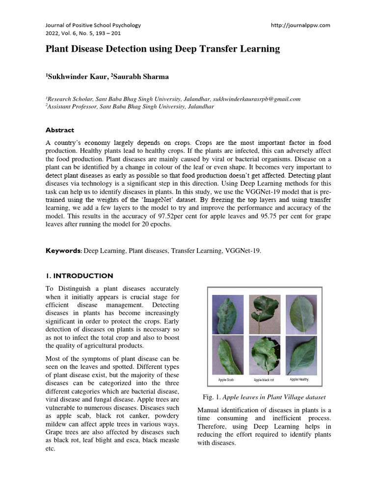 Deep Learning for Plant Disease Detection | PDF | Deep Learning ...