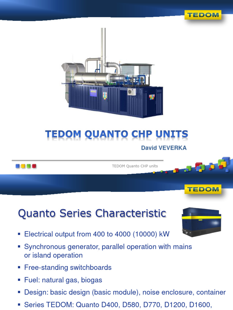 TEDOM Quanto CHP Units Overview | PDF | Cogeneration | Energy Conversion