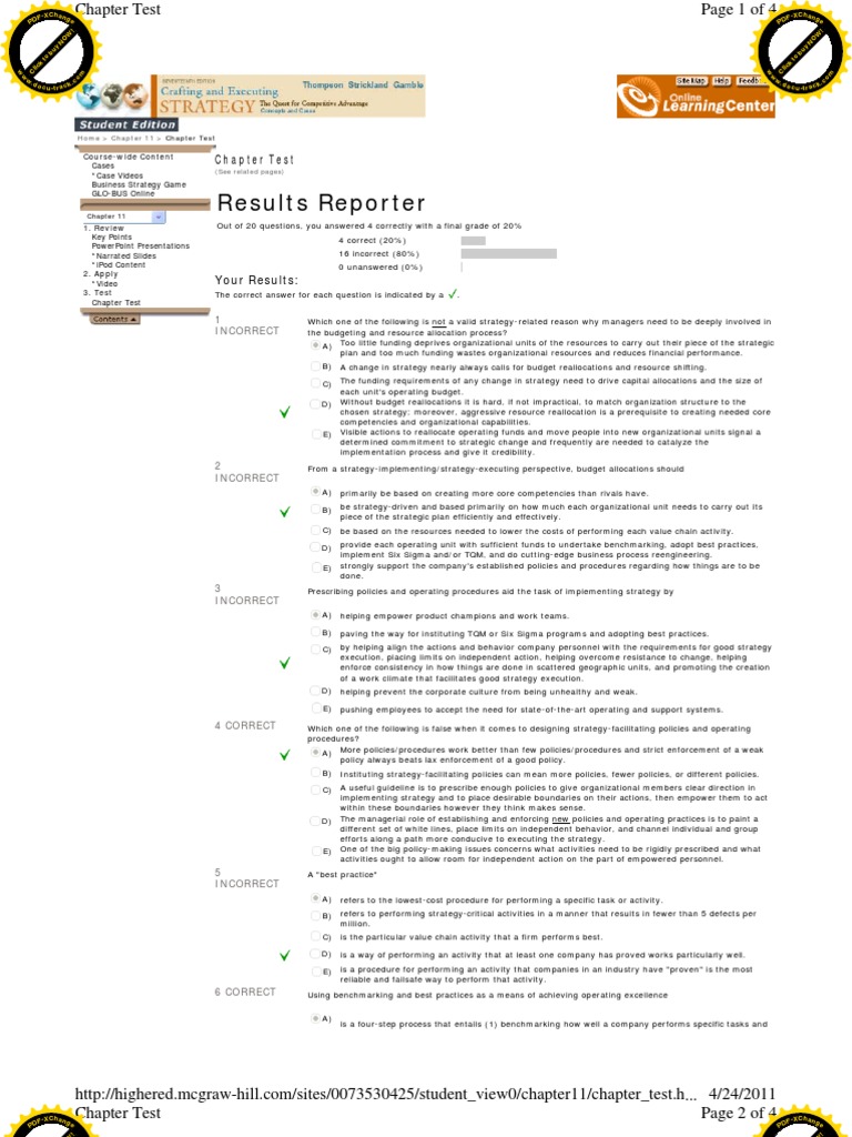 Six Sigma and Strategy Execution Test | PDF | Six Sigma | Strategic ...