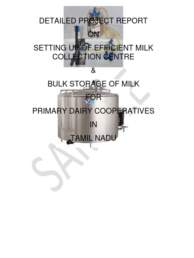141804052013 Sample Dpr Setting Up Milk Processing Unit Pdf Dairy