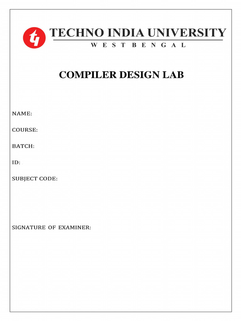 COMPILER Design FRONT PAGE | PDF