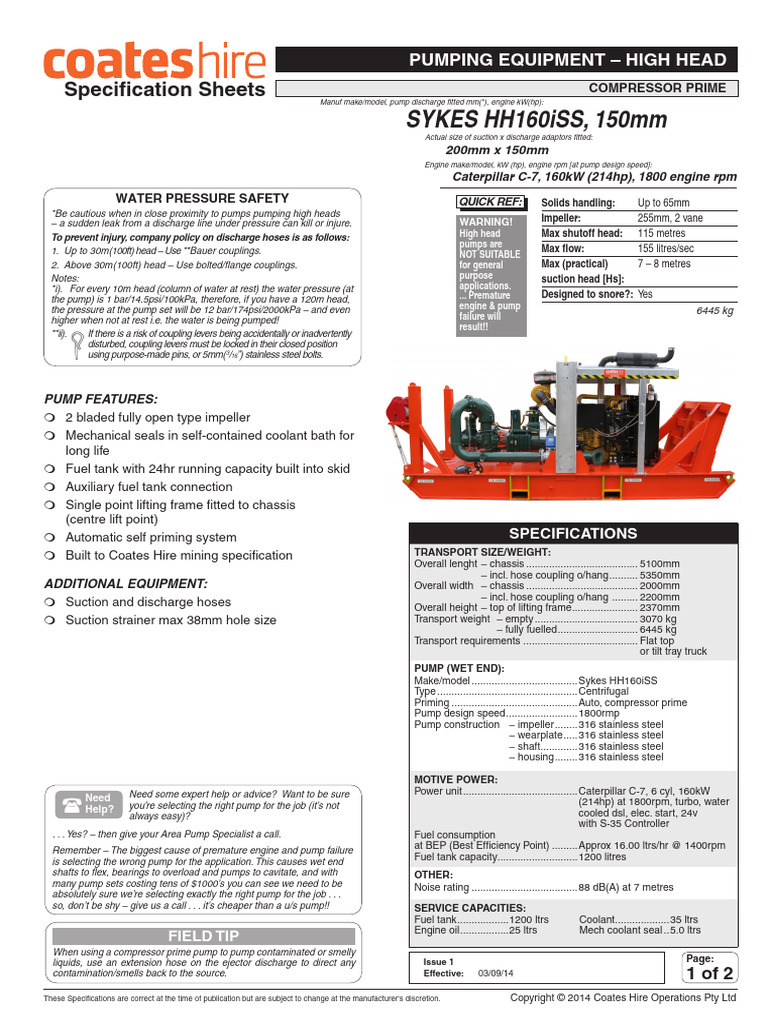 Sykes HH160iSS CaterpillarC-7 Pumps | PDF | Pump | Manufactured Goods