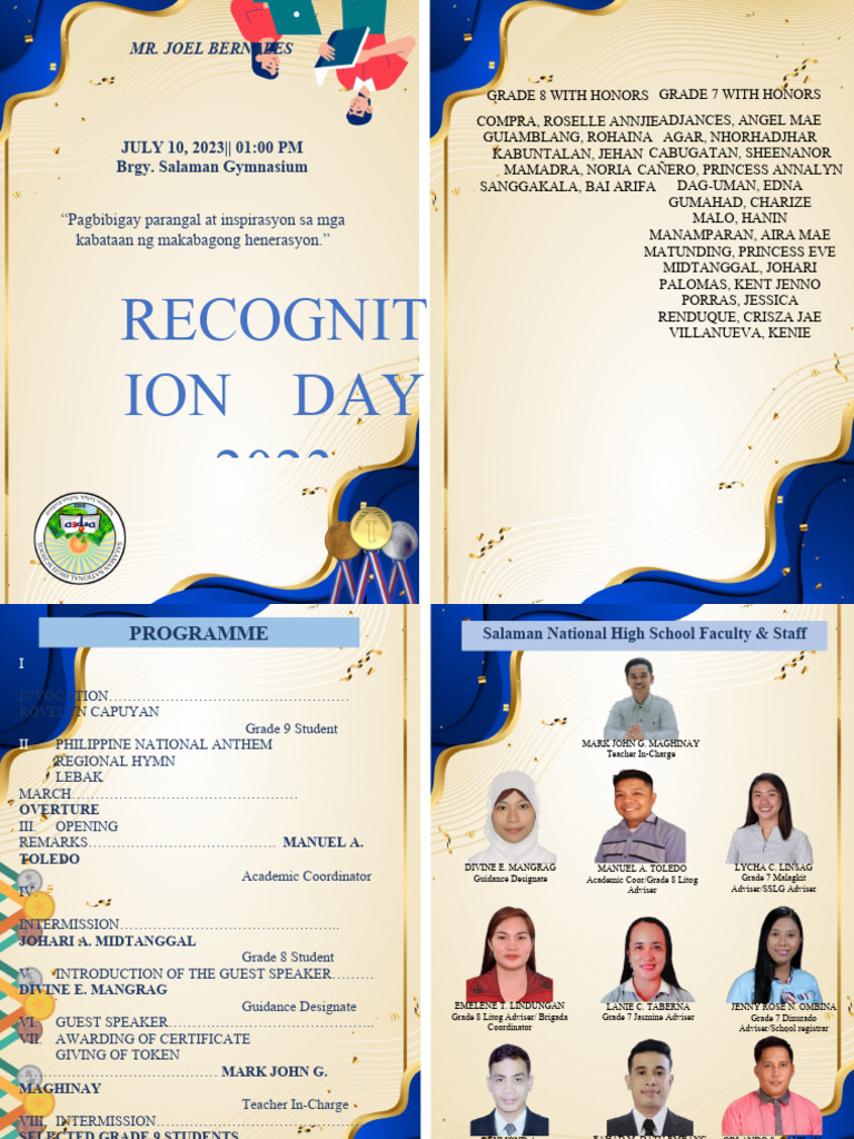 Recognition Day Invitation Program 2023 | PDF
