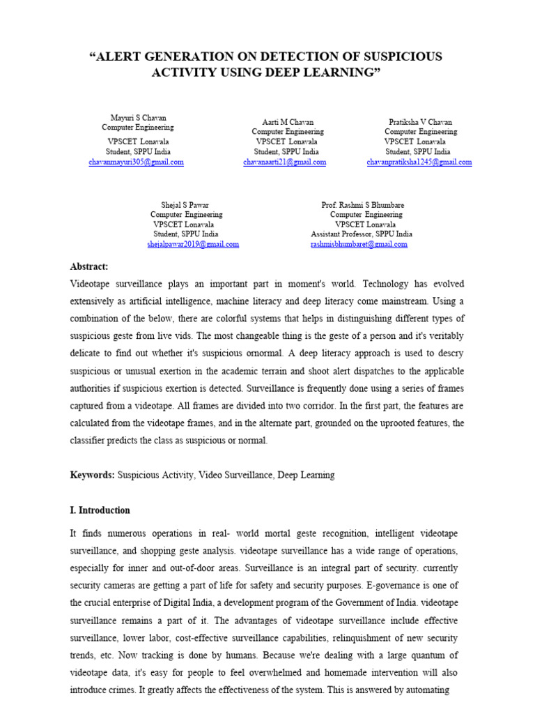 Deep Learning for Suspicious Activity Detection | PDF | Surveillance ...