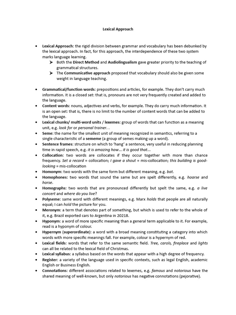 Understanding the Lexical Approach in Language Learning | PDF | Word ...