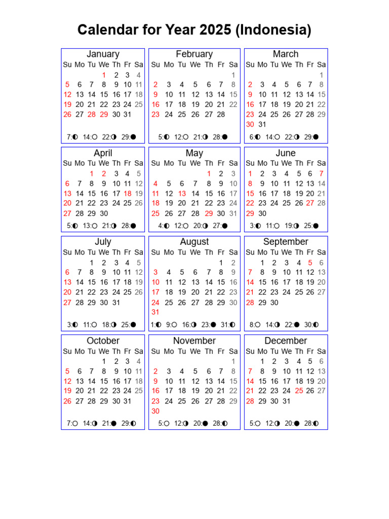 Year 2025 Calendar - Indonesia | PDF | Holidays | Observances