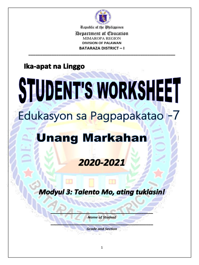 Esp 7 Q1 W4 Worksheet | PDF