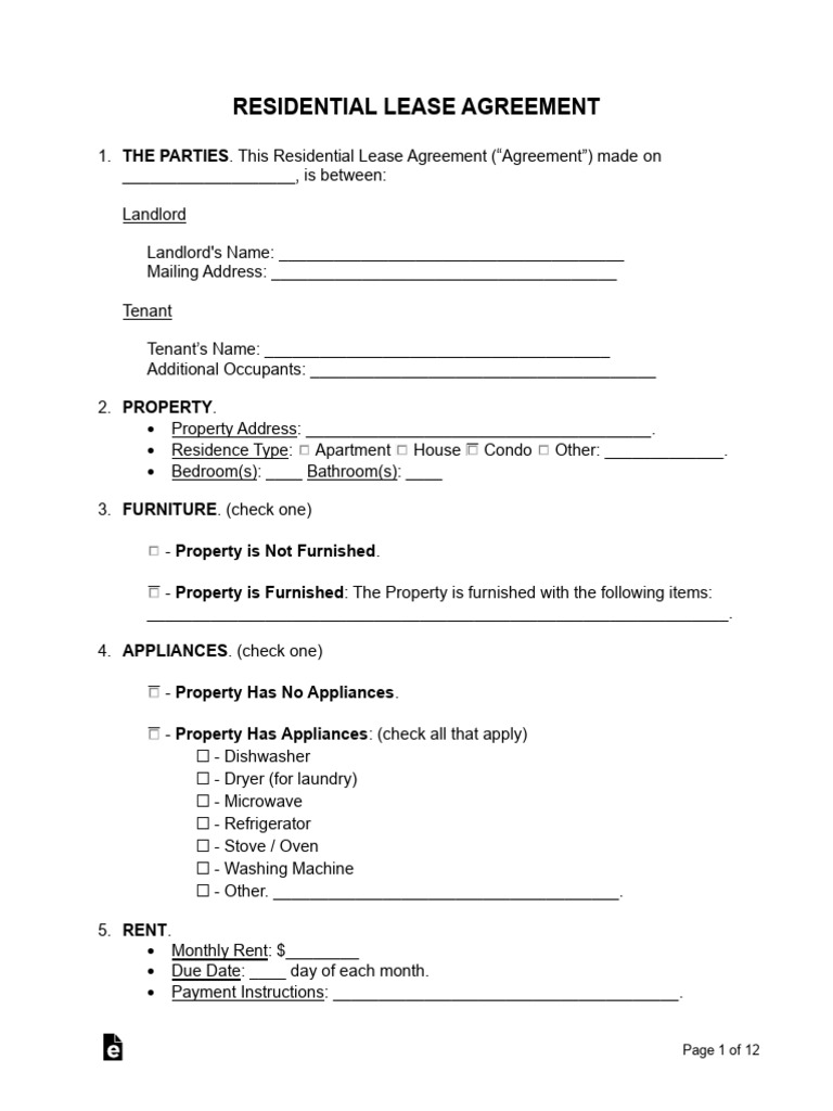 Residential Lease Agreement (1) | Download Free PDF | Leasehold Estate ... - Residential Leasehold Property