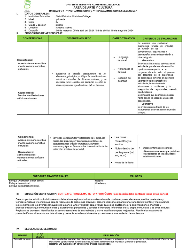 Unidad de Aprendizaje de Primaria 2024 4to Grado Prim | PDF ...